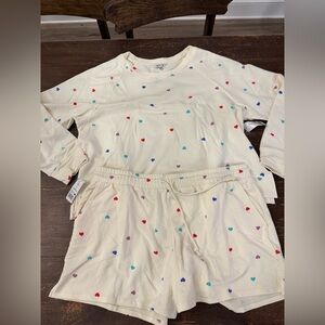 WILDFOX Cream Pajama Set with Colorful Hearts